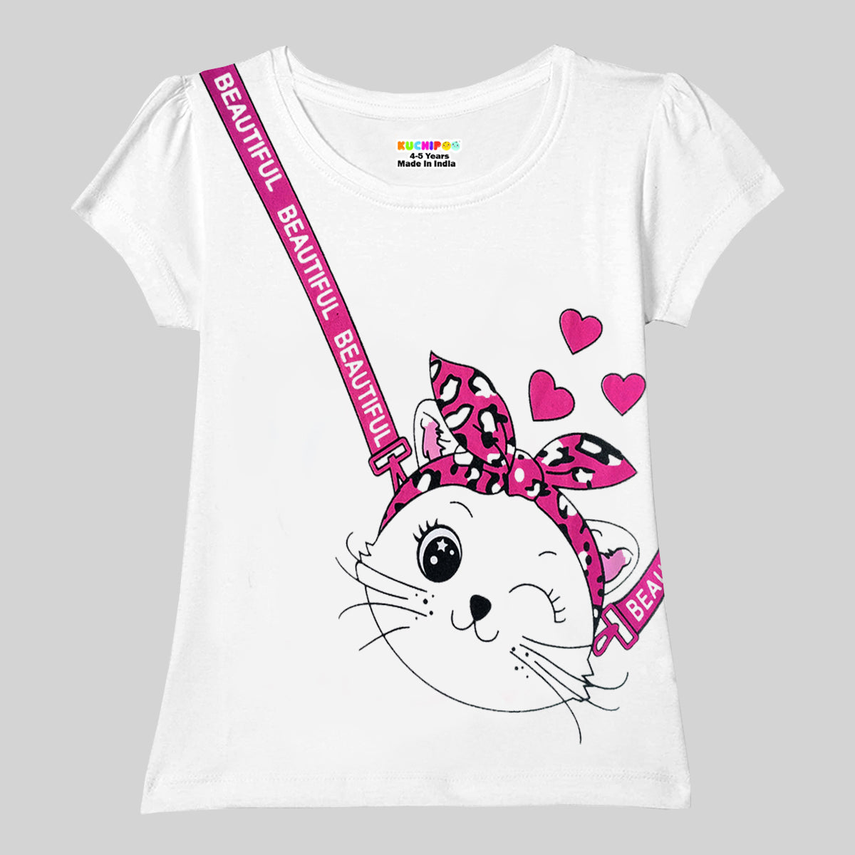 KUCHIPOO Girls Half Sleeves T-Shirts