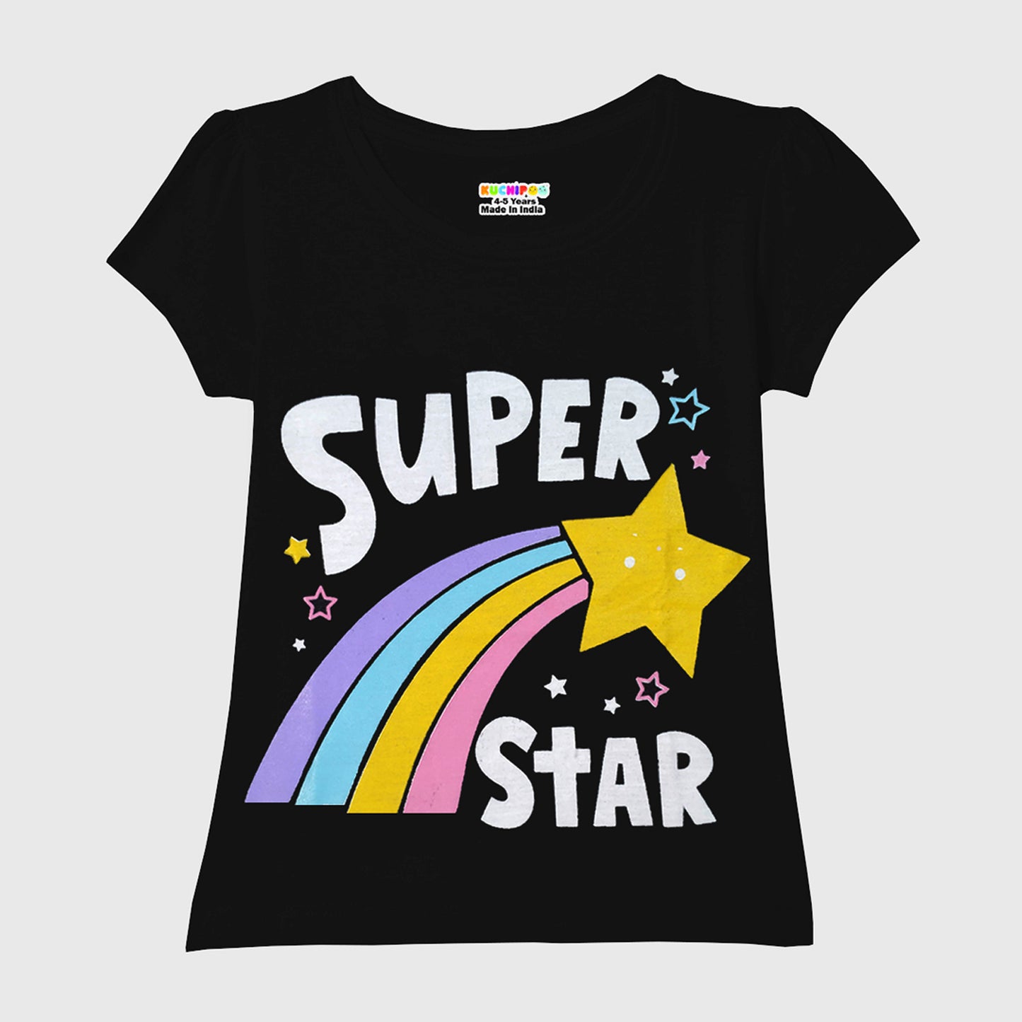 Kuchipoo Girls Half Sleeves Regular Fit Cotton T-Shirt