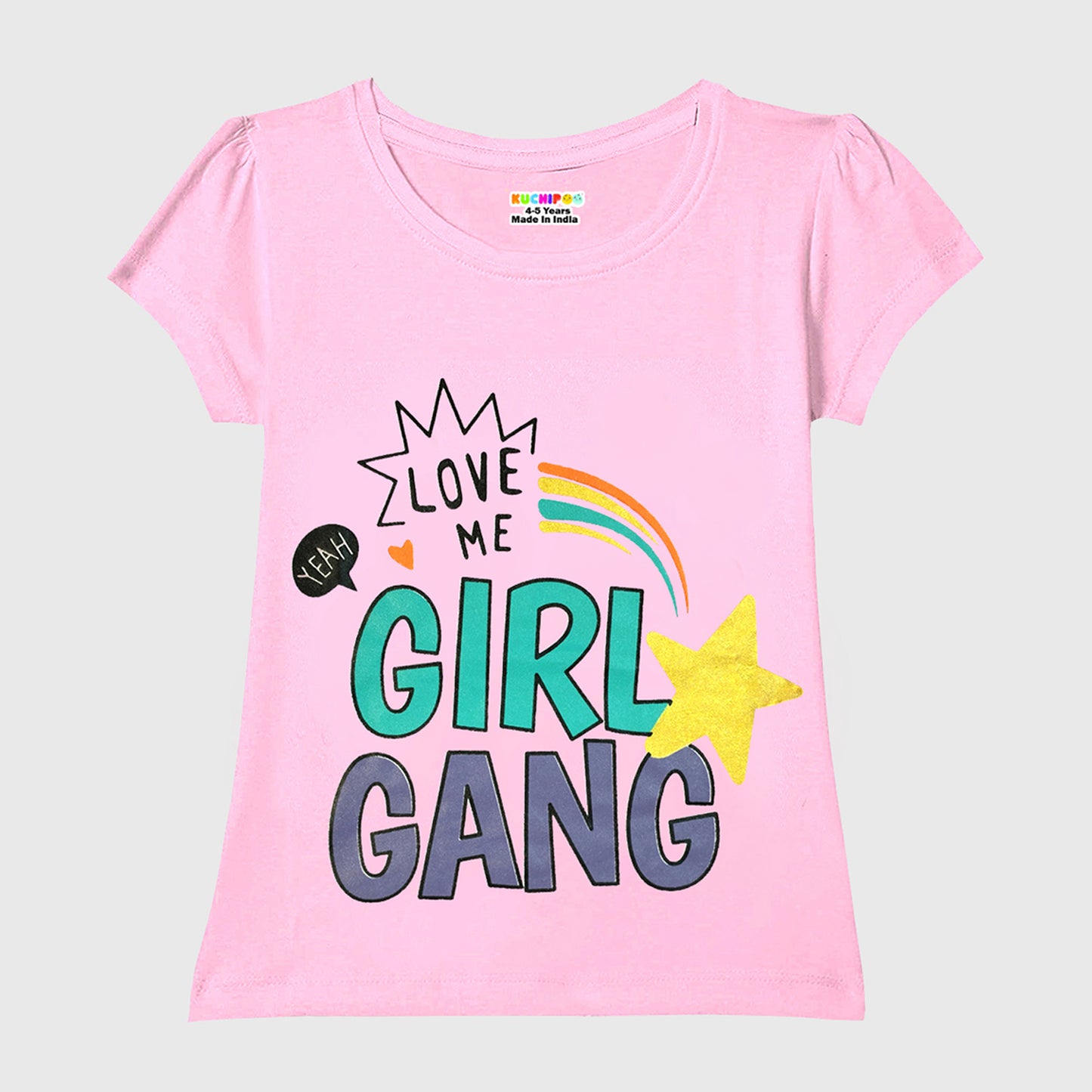 Kuchipoo Girls Half Sleeves Regular Fit Cotton T-Shirt