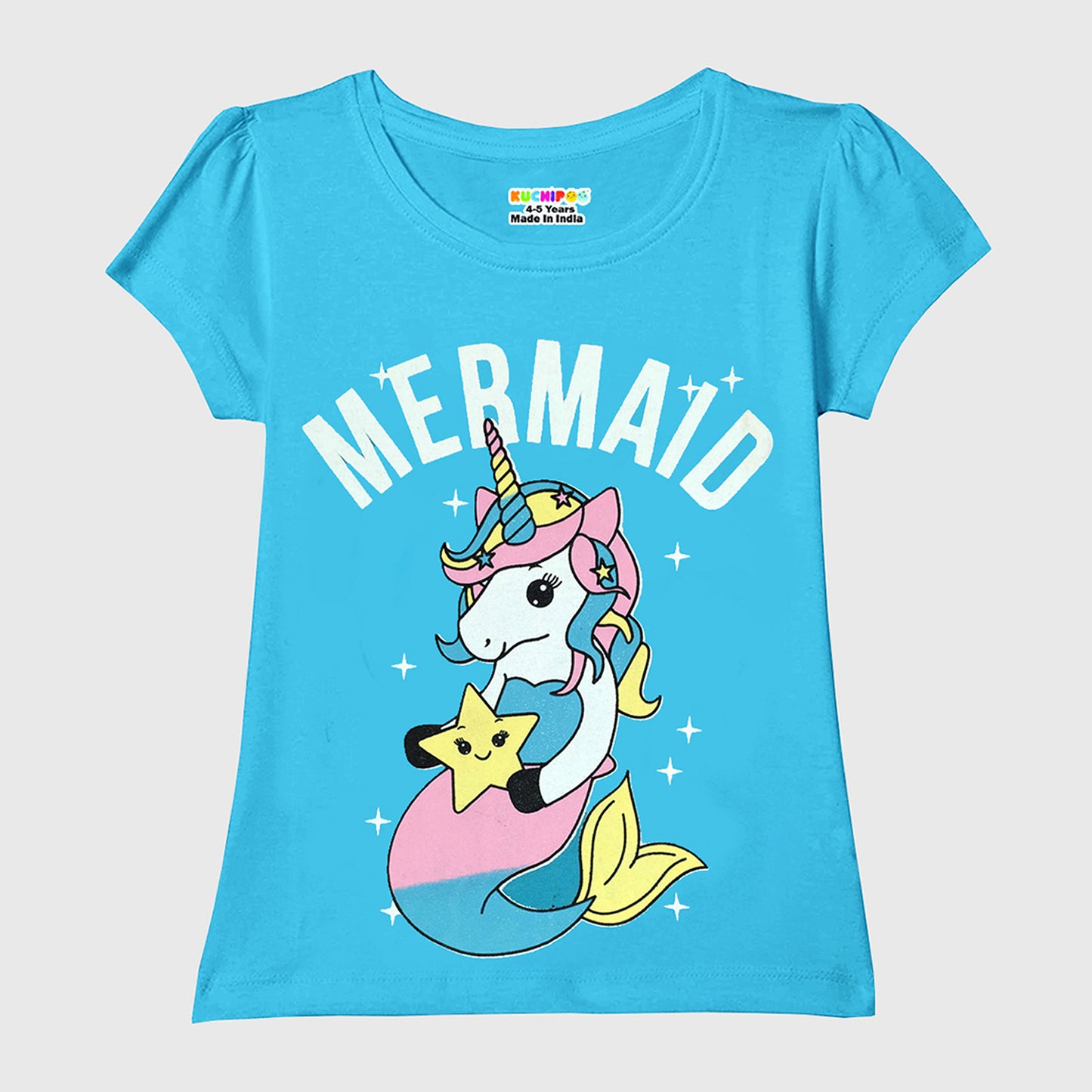 Kuchipoo Girls Half Sleeves Regular Fit Cotton T-Shirt