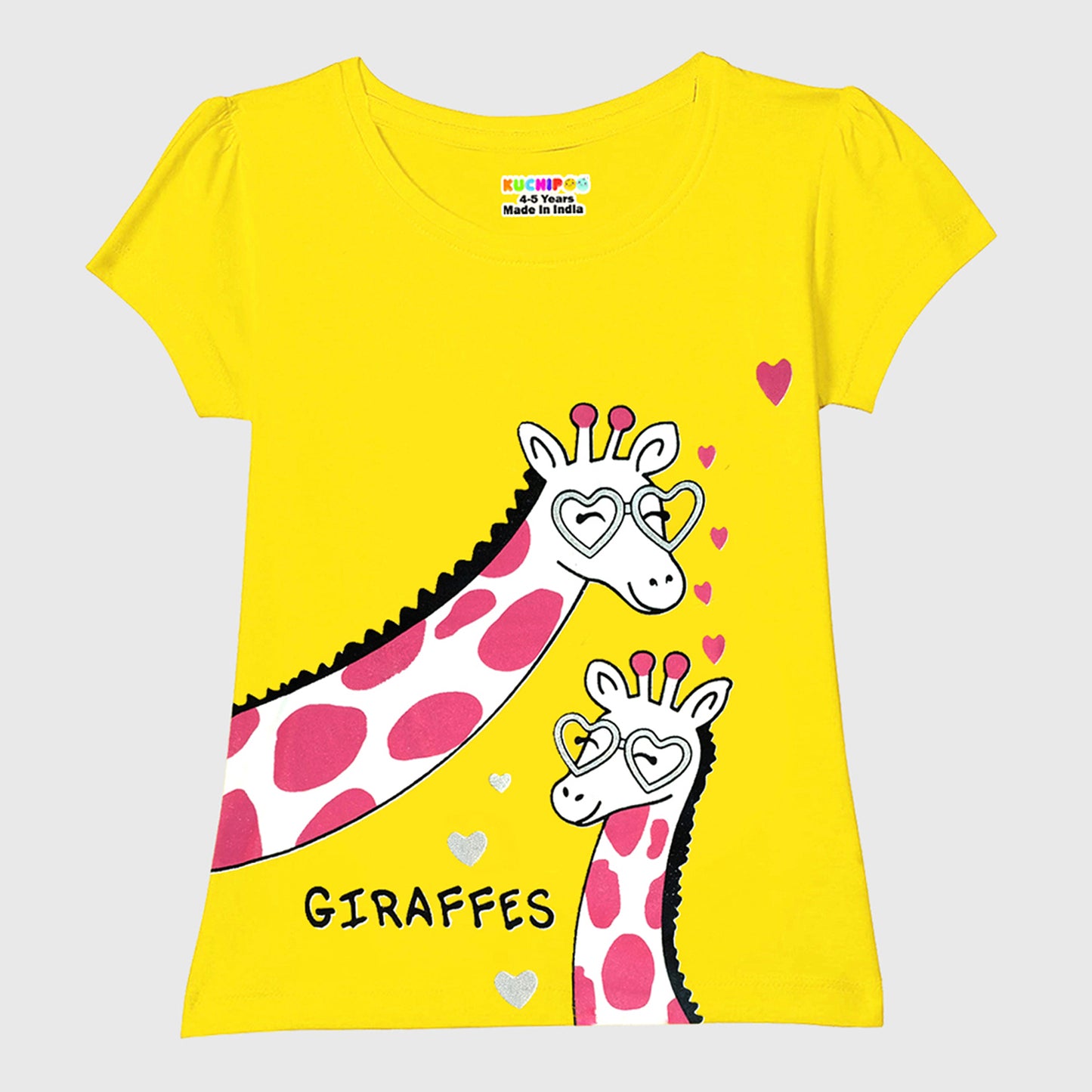 Kuchipoo Girls Half Sleeves Regular Fit Cotton T-Shirt