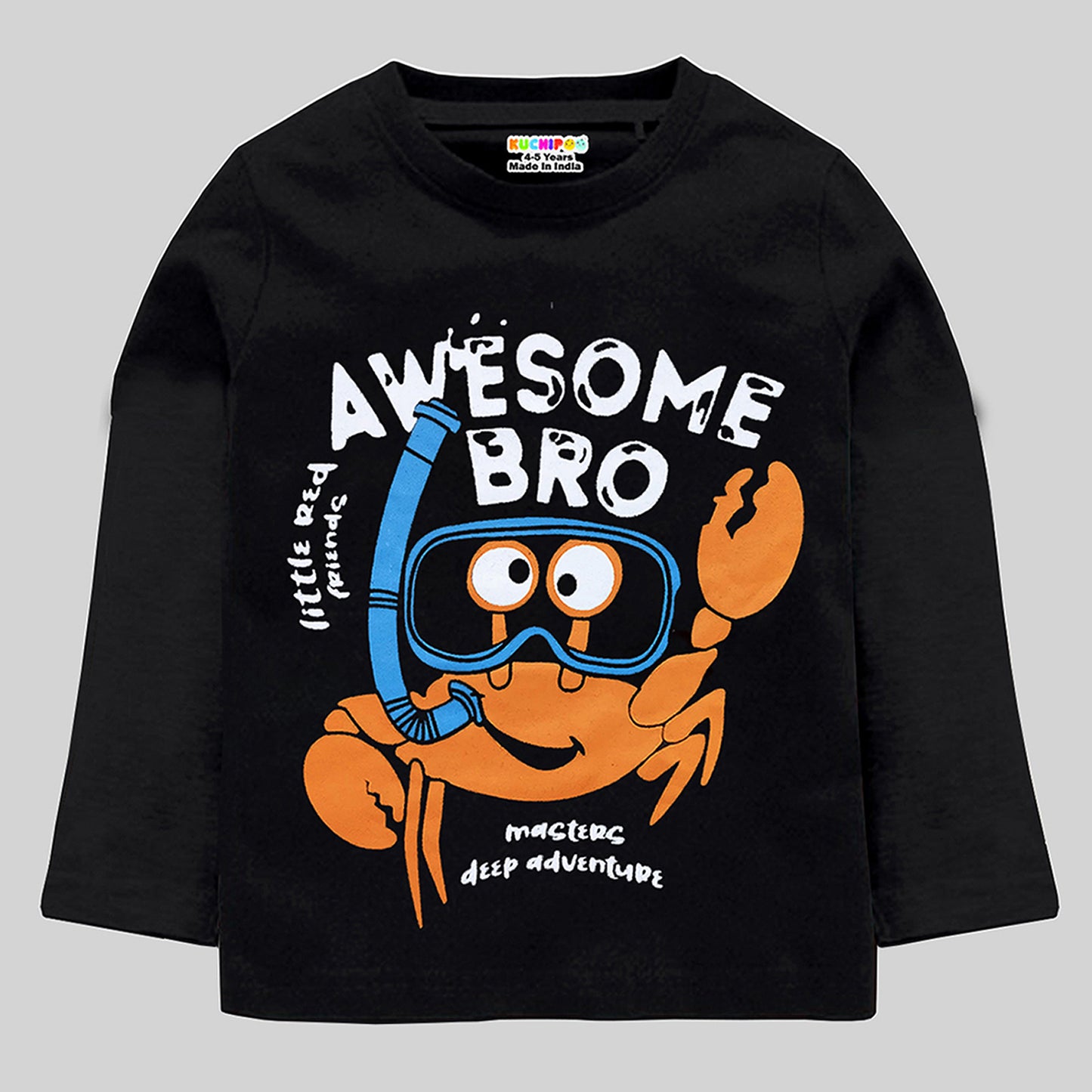 KUCHIPOO Boys Printed Cotton Blend Regular Full Sleeves T Shirt