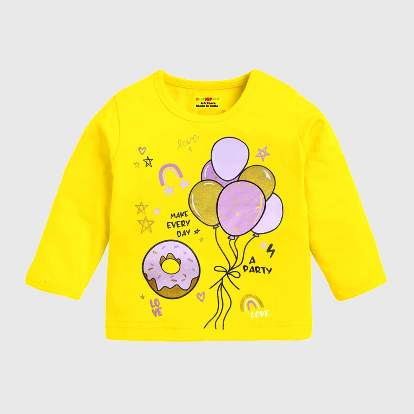 KUCHIPOO Girls  Full Sleeves T-Shirts