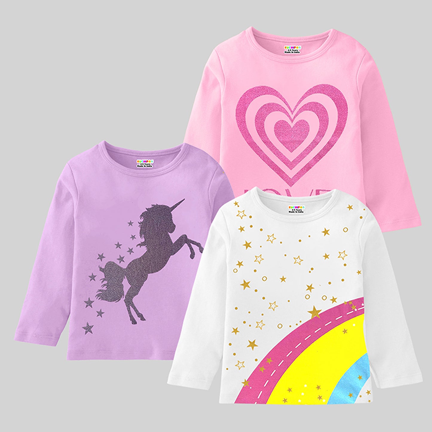 KUCHIPOO Girls Full Sleeves T-Shirts