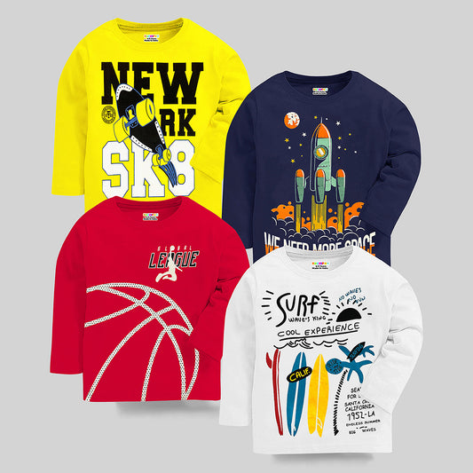 KUCHIPOO Boys Regular Fit Full Sleeves T Shirt