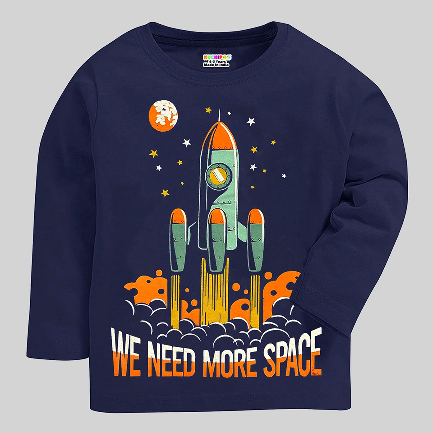 KUCHIPOO Boys Regular Fit Full Sleeves T Shirt