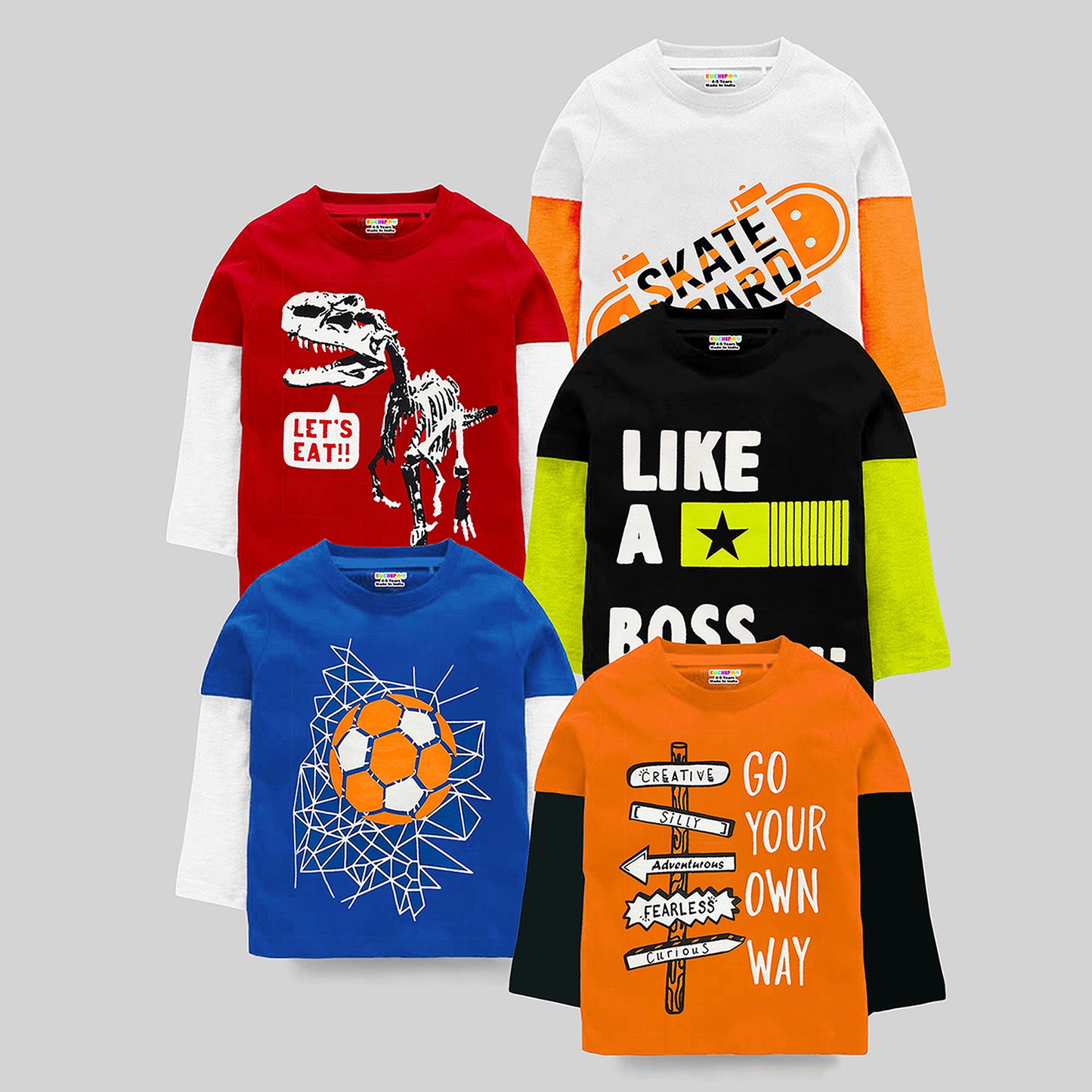 KUCHIPOO Boys Full Doctor Sleeves T-Shirts