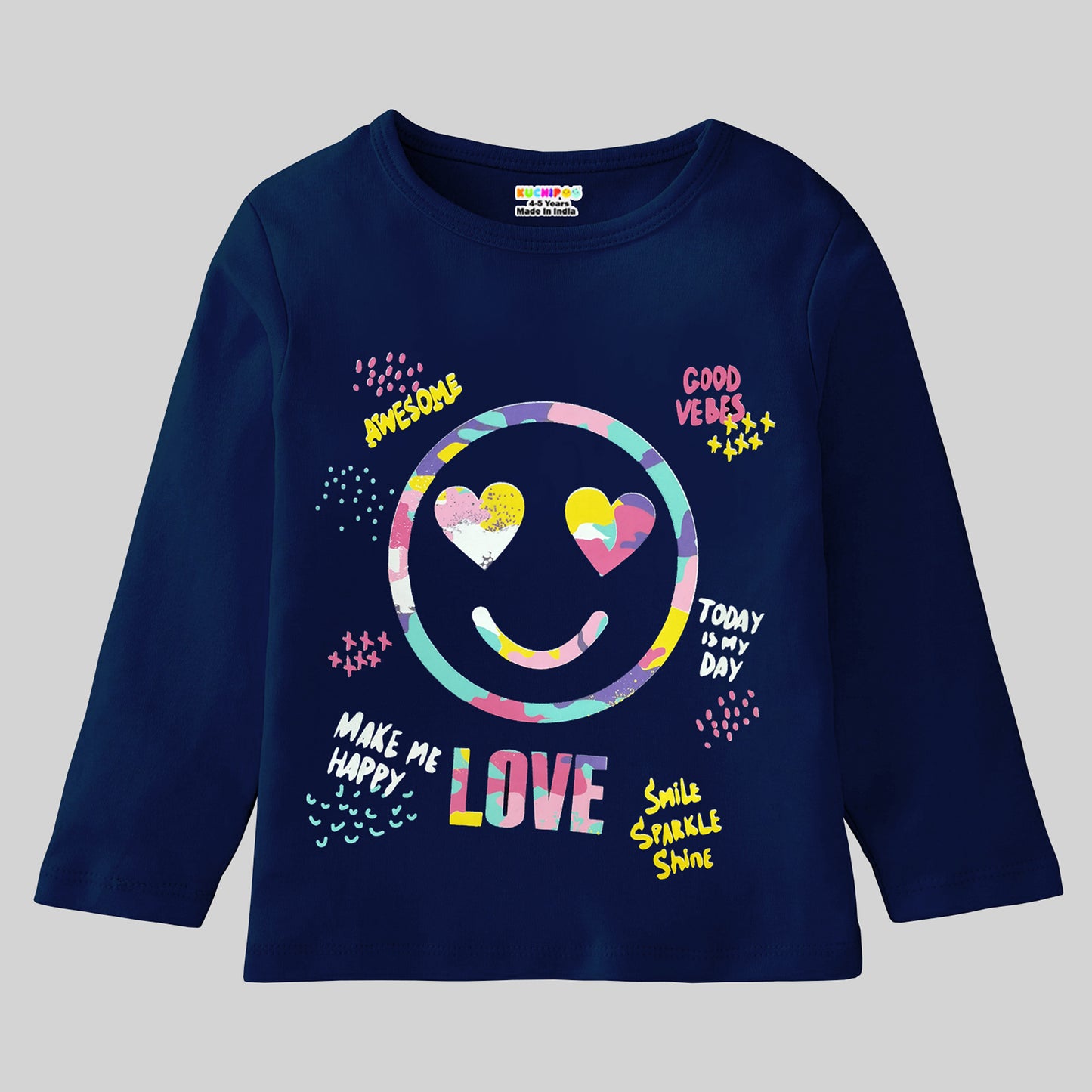 KUCHIPOO Girls Full Sleeves T-Shirts