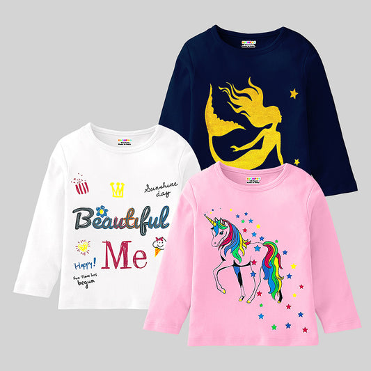 KUCHIPOO Girls Full Sleeves T-Shirts