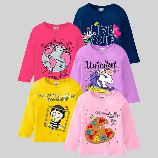KUCHIPOO Girls Full Sleeves T-Shirts