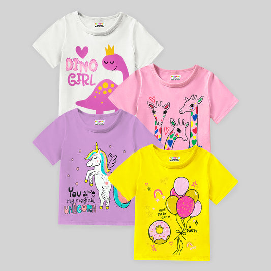 KUCHIPOO Baby Girls Half Sleeves T-Shirts