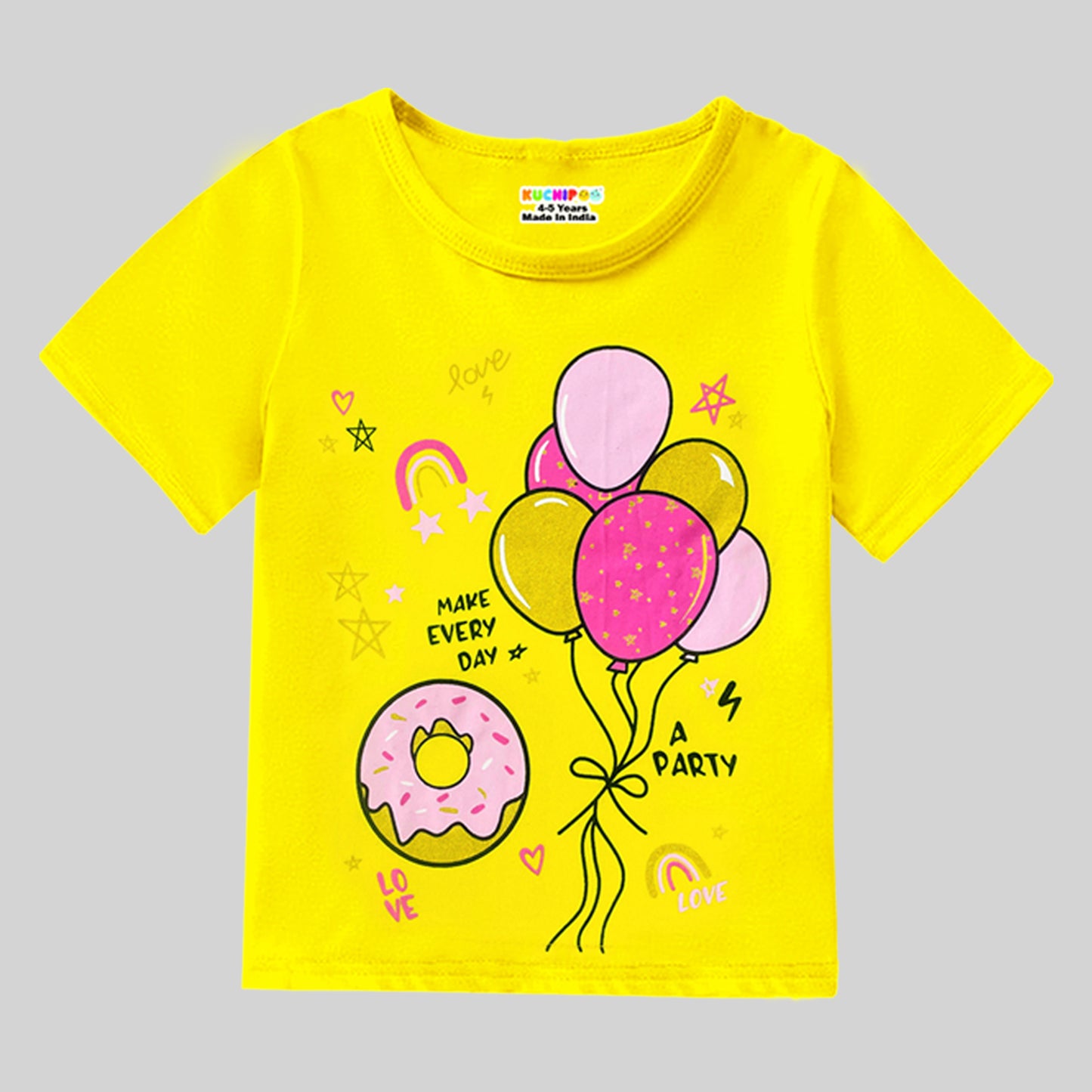 KUCHIPOO Baby Girls Half Sleeves T-Shirts