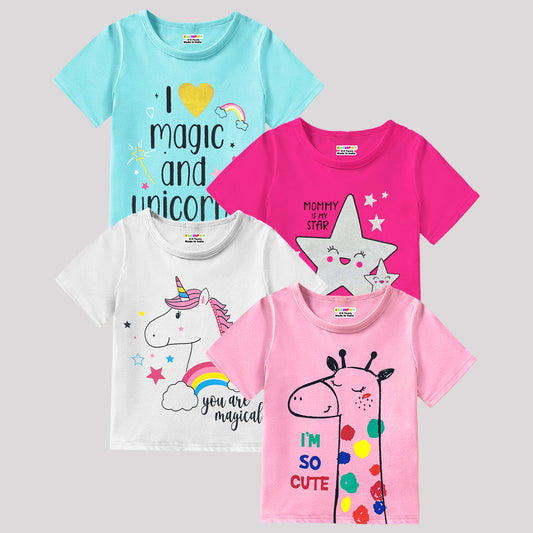KUCHIPOO Girls  Half Sleeves T-Shirts