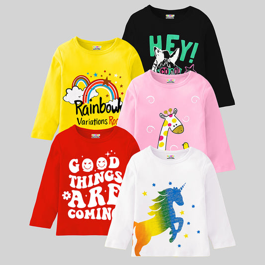 KUCHIPOO Girls Full Sleeves T-Shirts