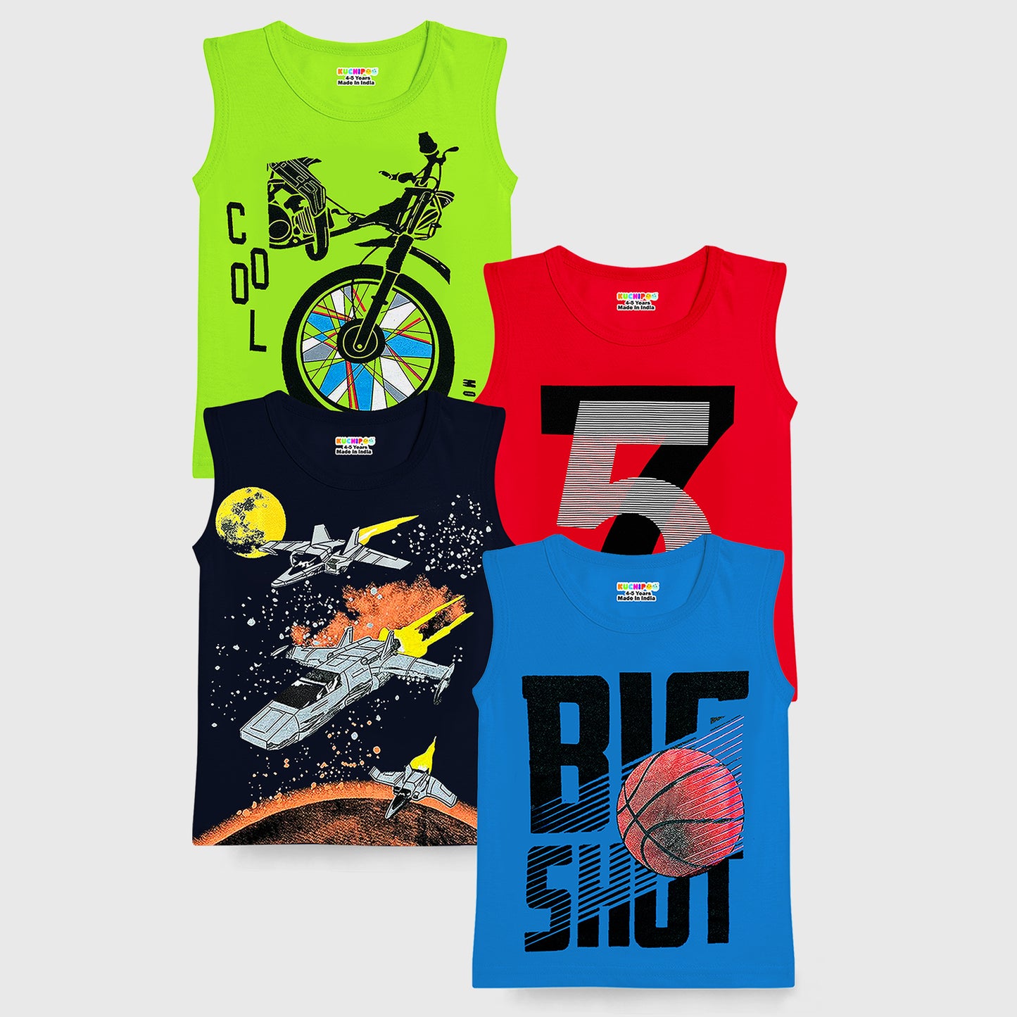 KUCHIPOO Boys Sleeves less T-Shirts