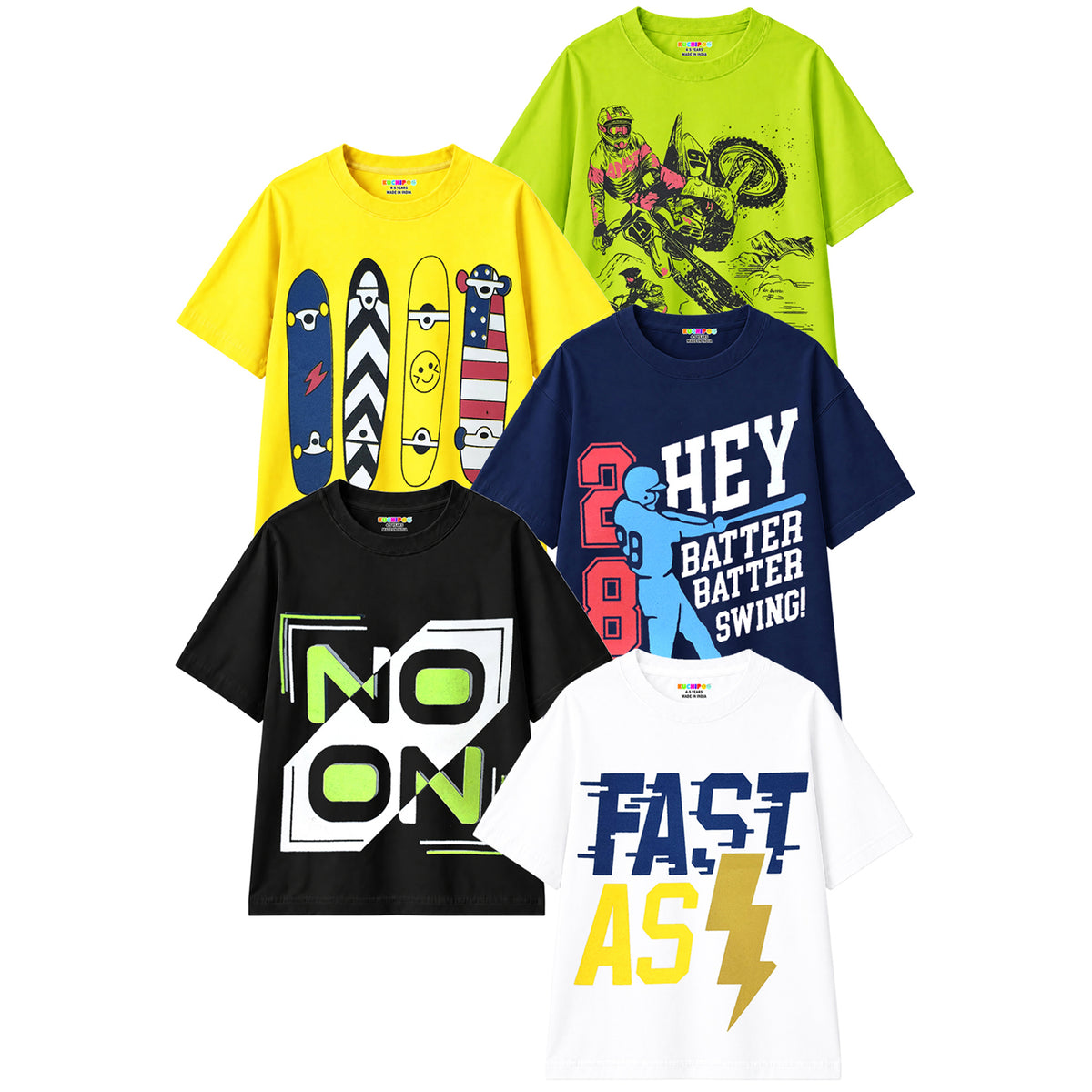 KUCHIPOO Boys Half Sleeves T-Shirts