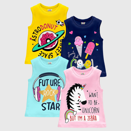 KUCHIPOO Girls Sleeves less T-Shirts