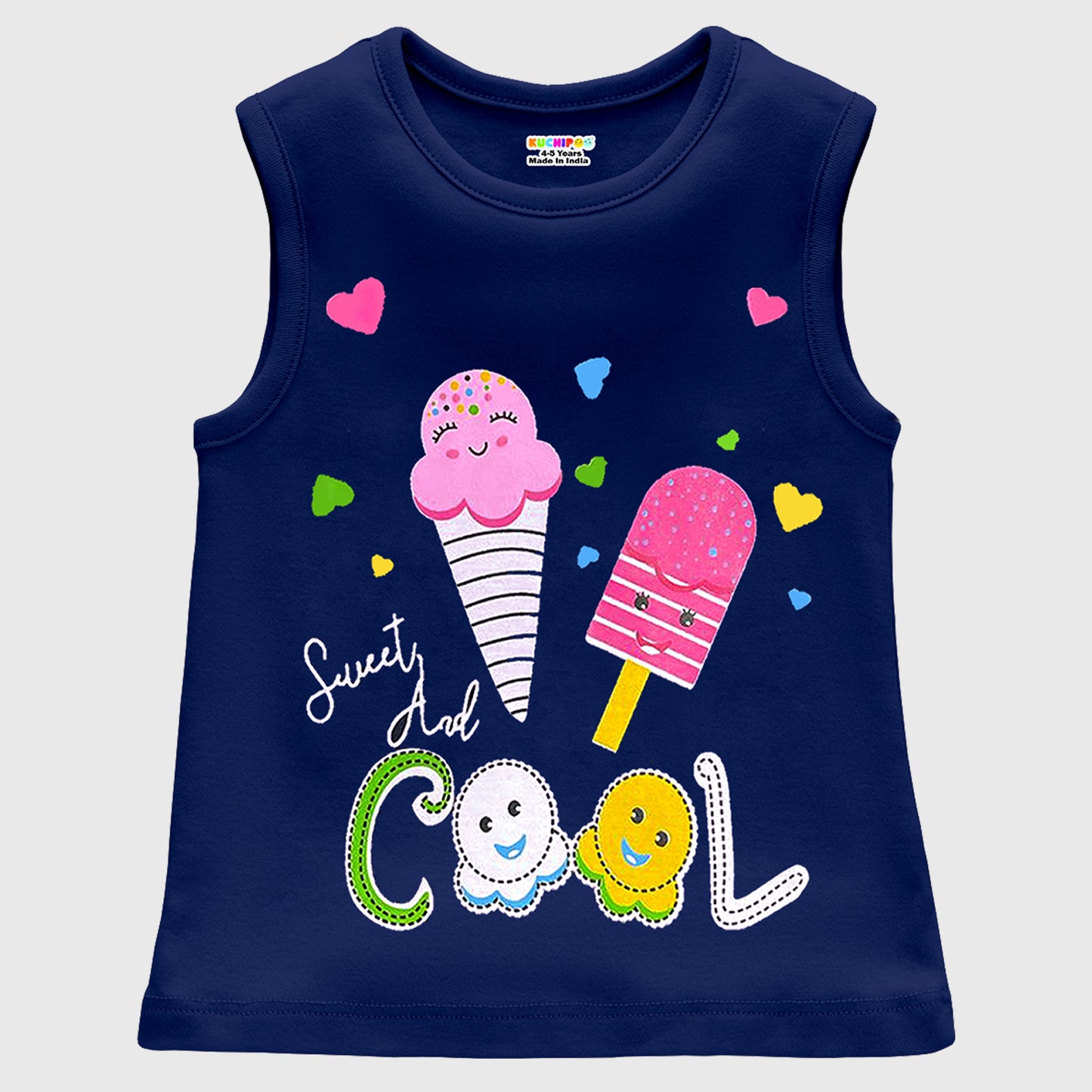 KUCHIPOO Girls Sleeves less T-Shirts