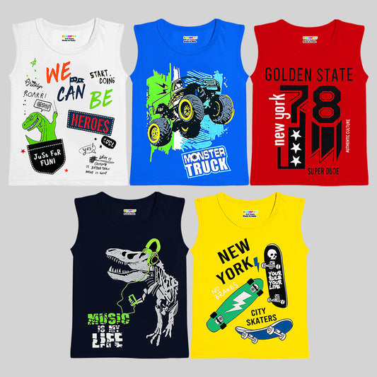 KUCHIPOO Boys Sleeves less T-Shirts