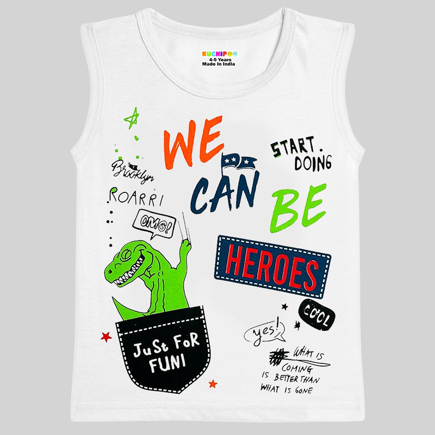 KUCHIPOO Boys Sleeves less T-Shirts