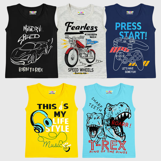 KUCHIPOO Boys Sleeves less T-Shirts