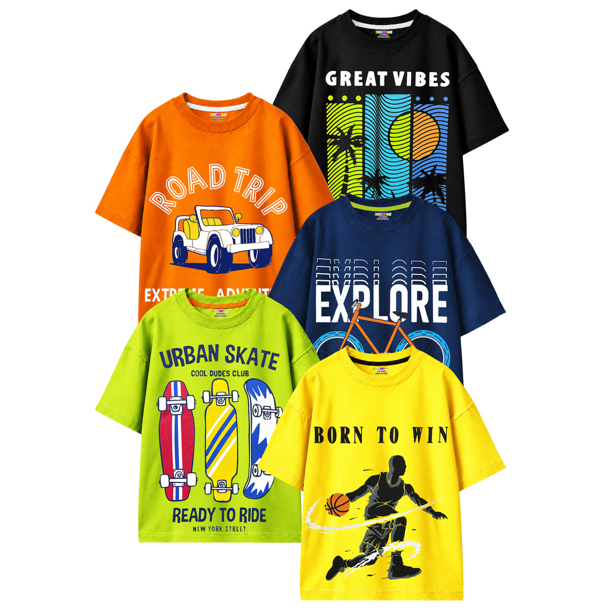 KUCHIPOO Boys Half Sleeves T-Shirts