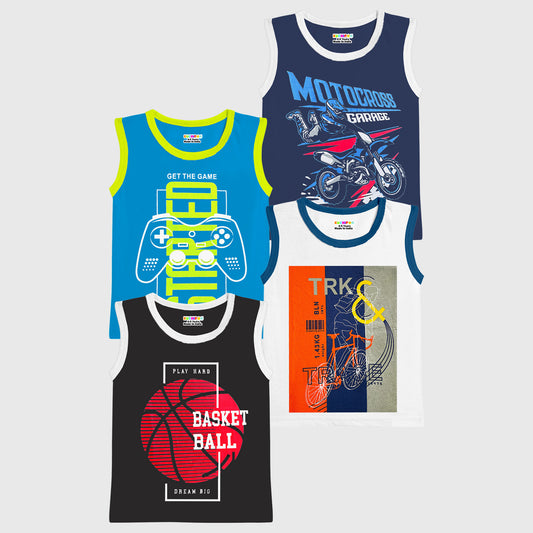 KUCHIPOO Boys Sleeves less T-Shirts