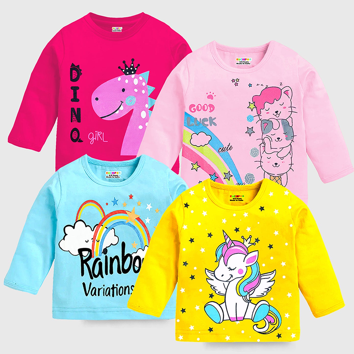 KUCHIPOO Baby Boys and Baby Girls Full Sleeves T-Shirts