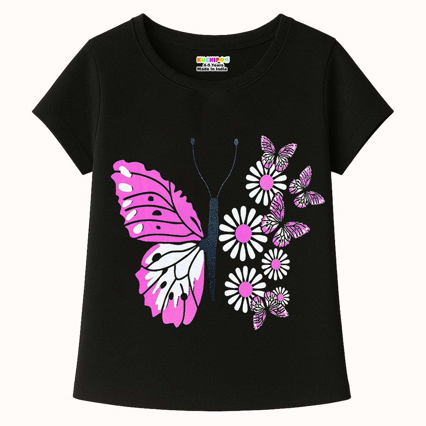 KUCHIPOO Girls Half Sleeves T-Shirts