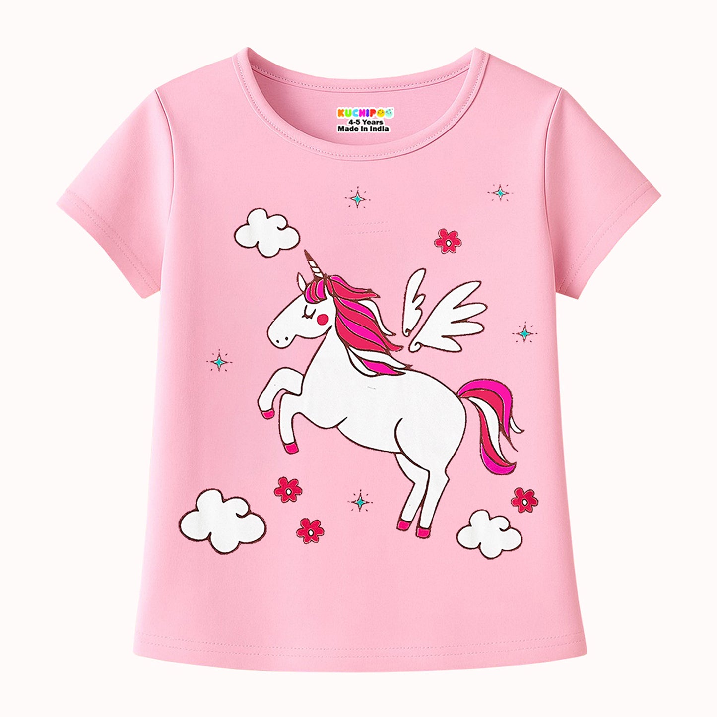 KUCHIPOO Girls Half Sleeves T-Shirts