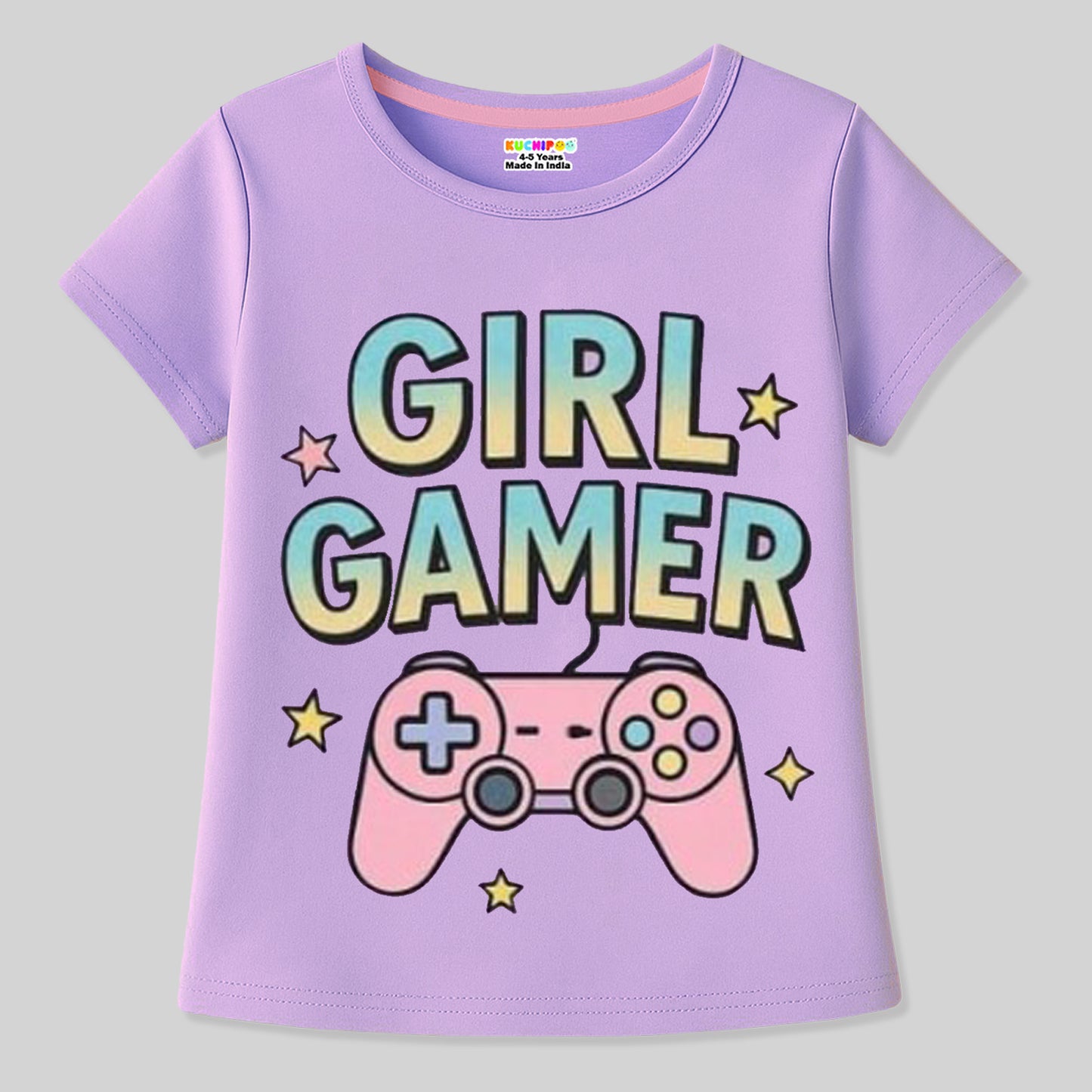 KUCHIPOO Girls Half Sleeves T-Shirts