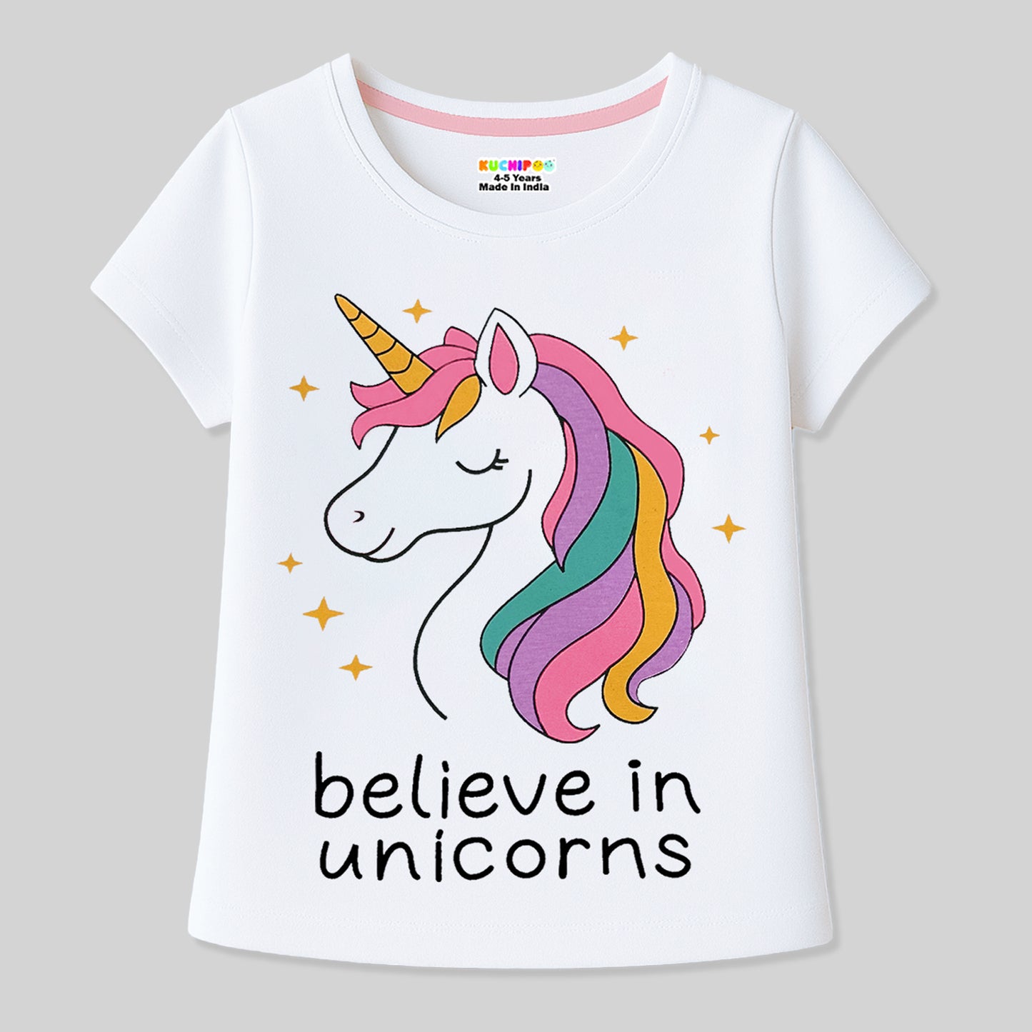 KUCHIPOO Girls Half Sleeves T-Shirts