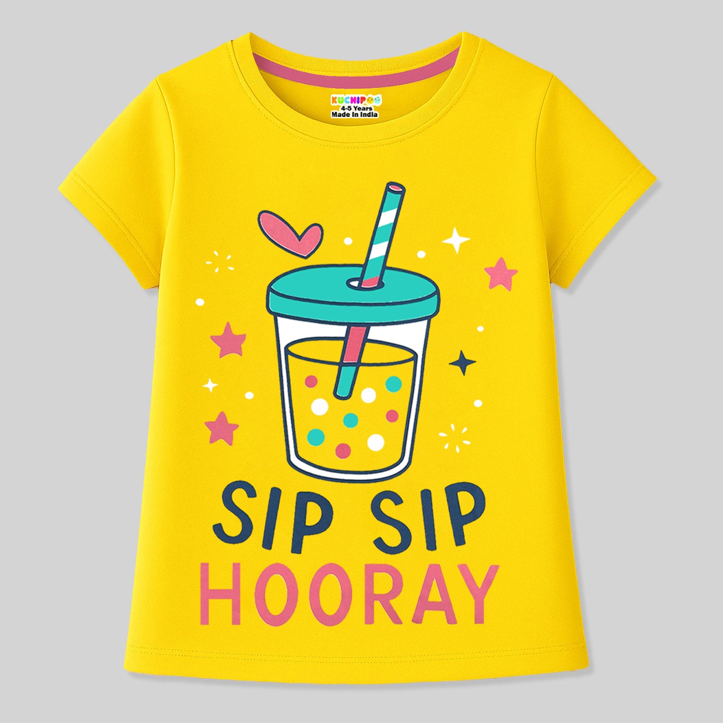 KUCHIPOO Girls Half Sleeves T-Shirts