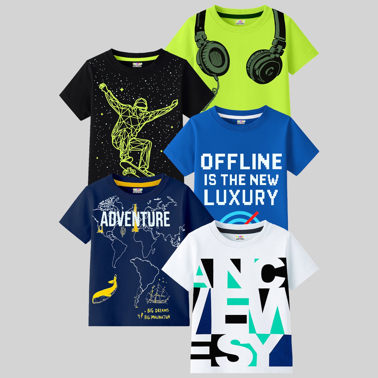 KUCHIPOO Boys Half Sleeves T-Shirts