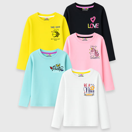 KUCHIPOO Girls Full Sleeves T-Shirts