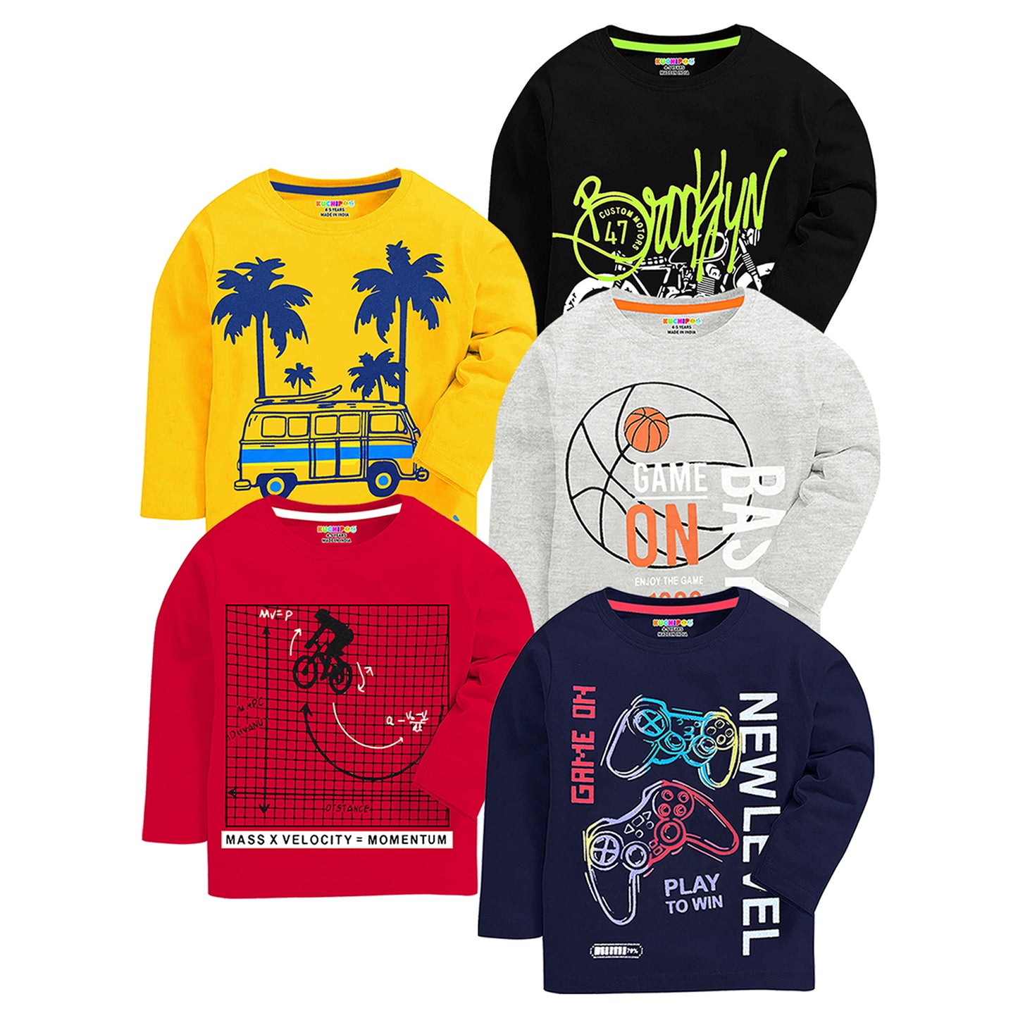 KUCHIPOO Boys Full Sleeves T-Shirts