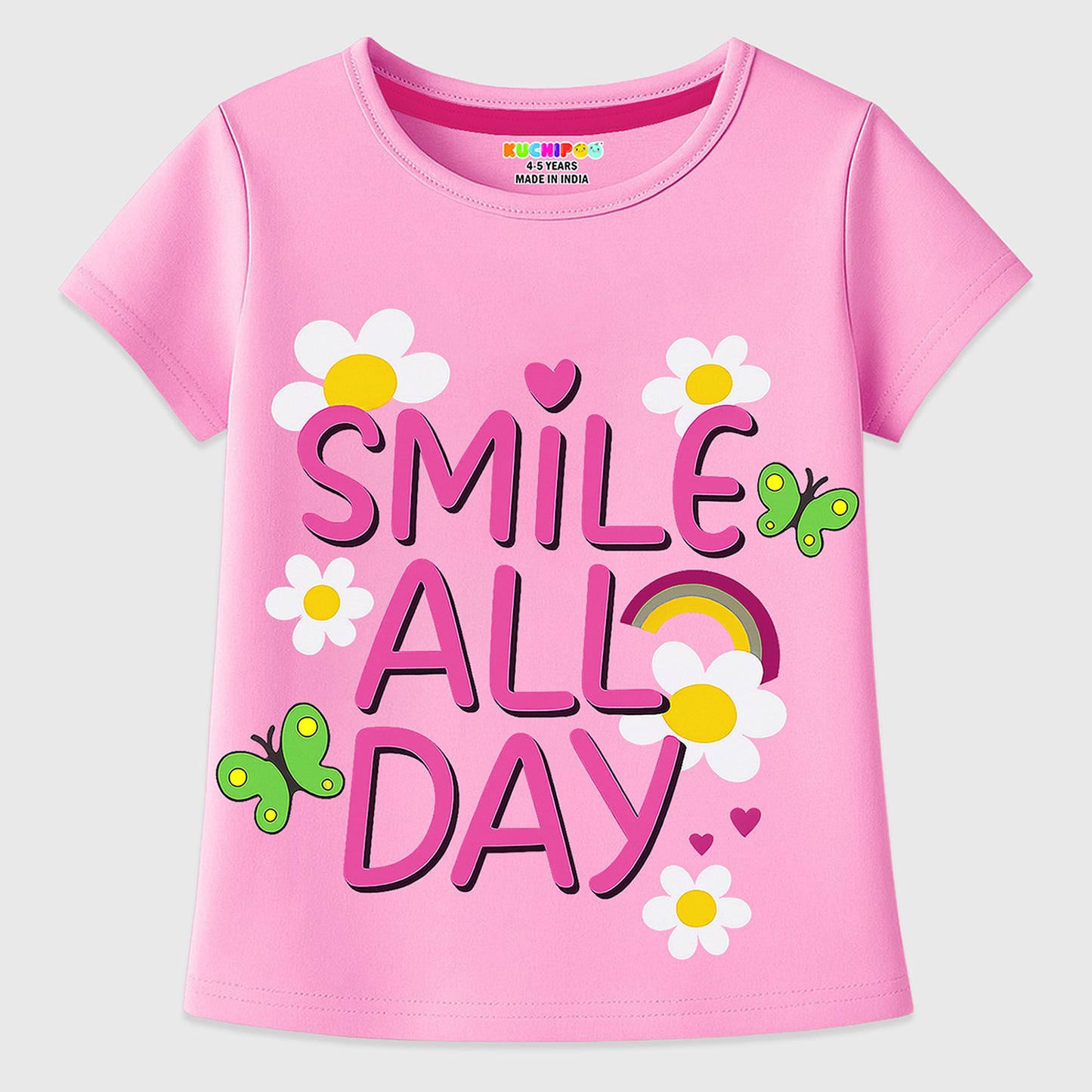 KUCHIPOO Girls Half Sleeves T-Shirts