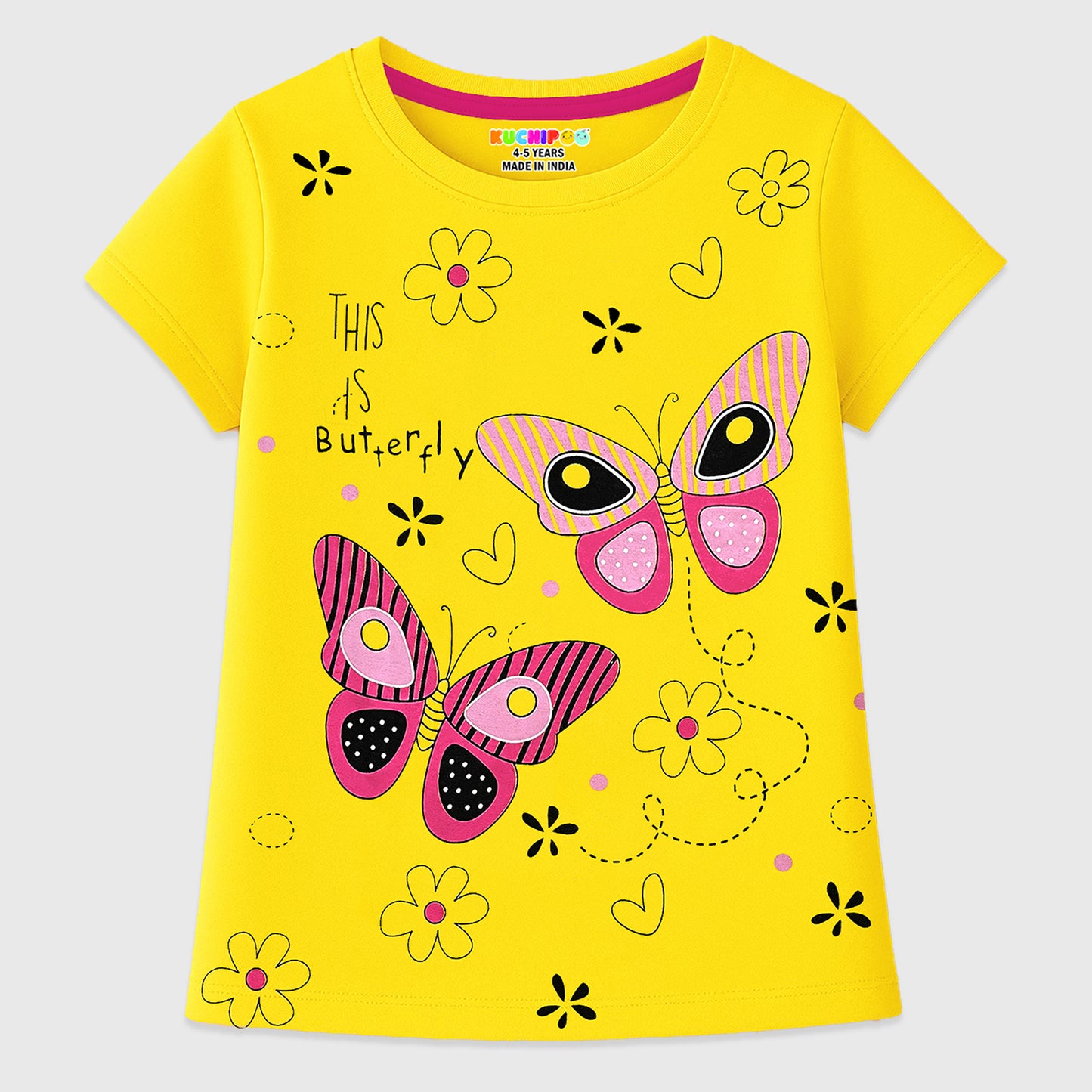 KUCHIPOO Girls Half Sleeves T-Shirts