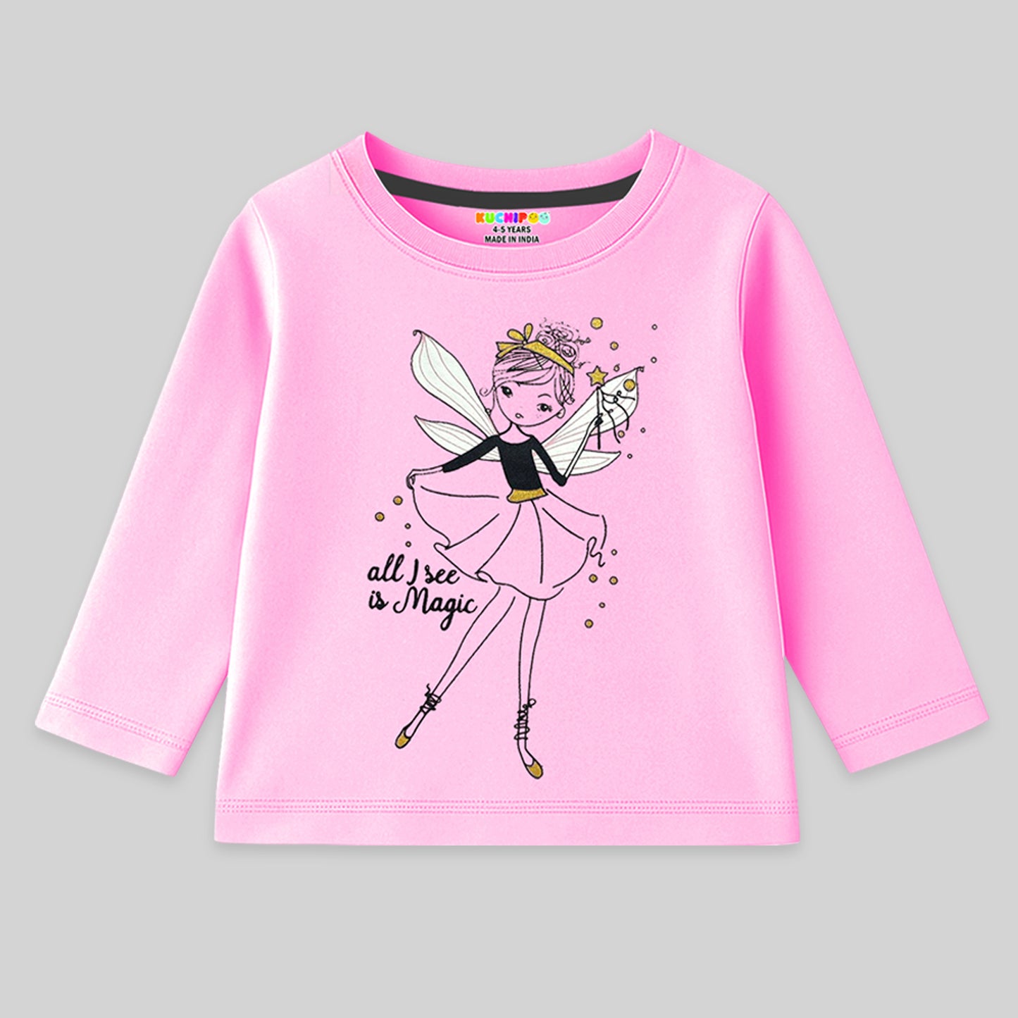 Kuchipoo Girls Full Sleeves Cotton T-Shirt