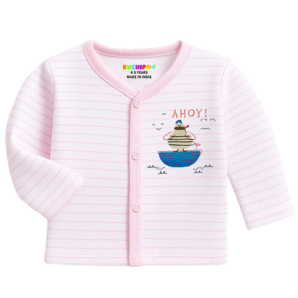 Kuchipoo Baby Boys Front Open Full Sleeves 100% Cotton T-Shirt