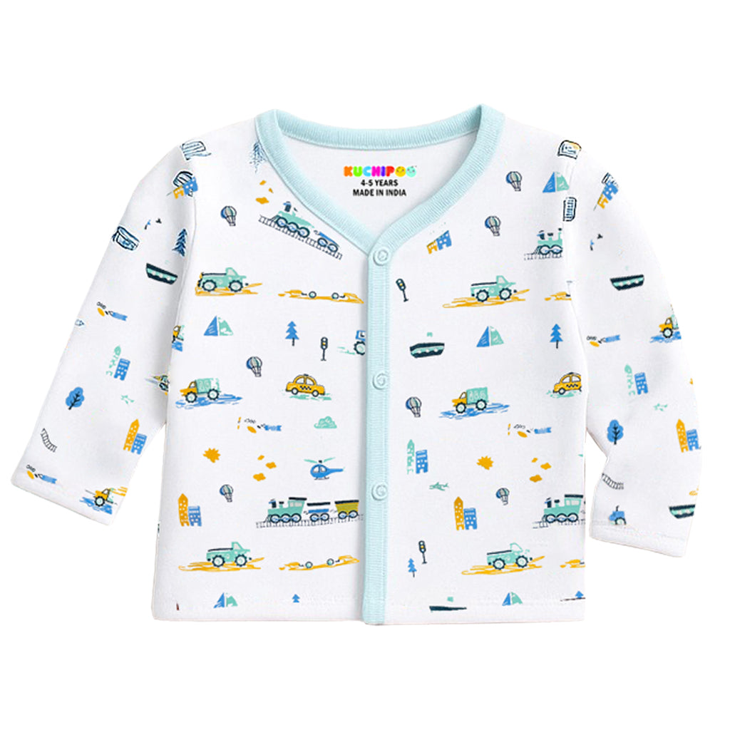 Kuchipoo Baby Boys Front Open Full Sleeves 100% Cotton T-Shirt