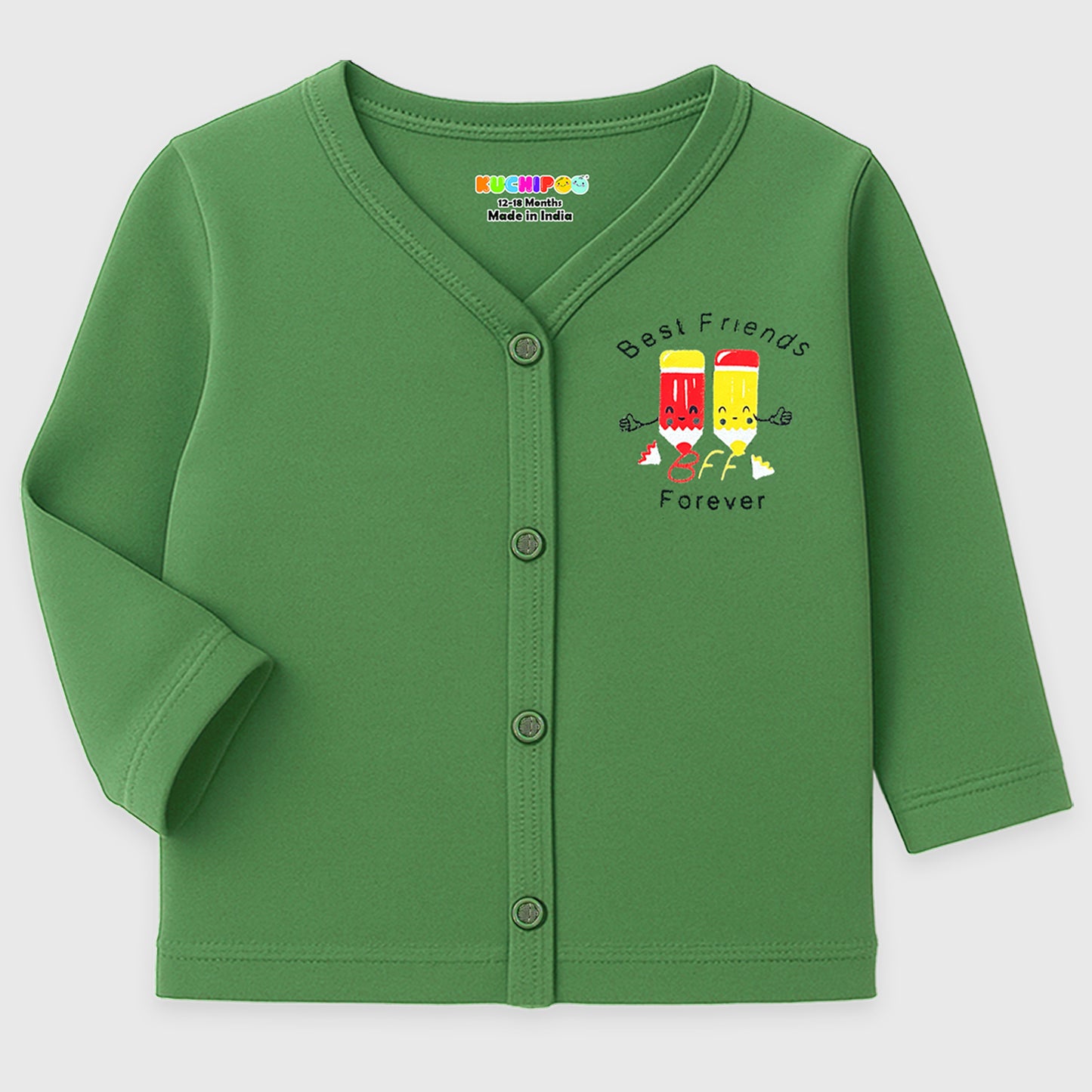 Kuchipoo Baby Boys Front Open Full Sleeves 100% Cotton T-Shirt