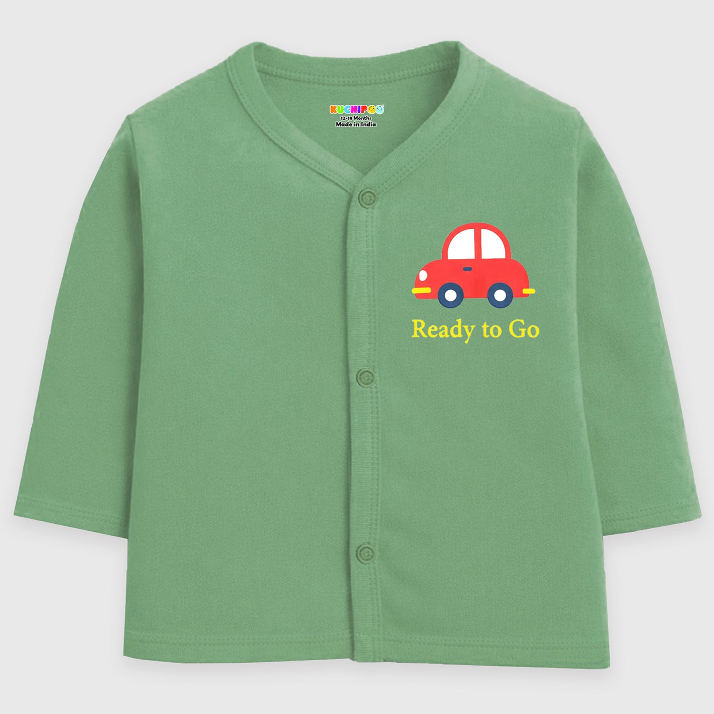 Kuchipoo Baby Boys Front Open Full Sleeves 100% Cotton T-Shirt