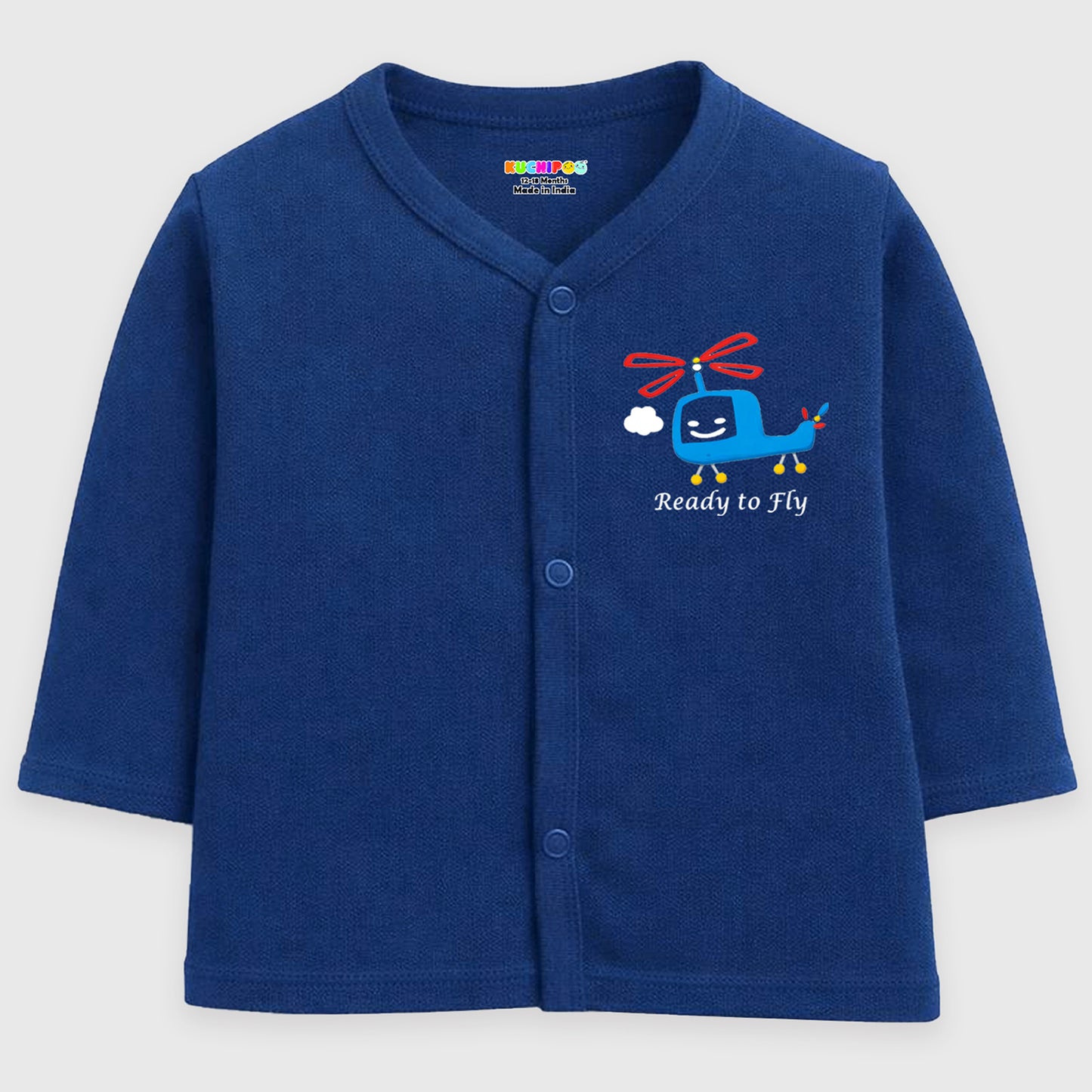 Kuchipoo Baby Boys Front Open Full Sleeves 100% Cotton T-Shirt