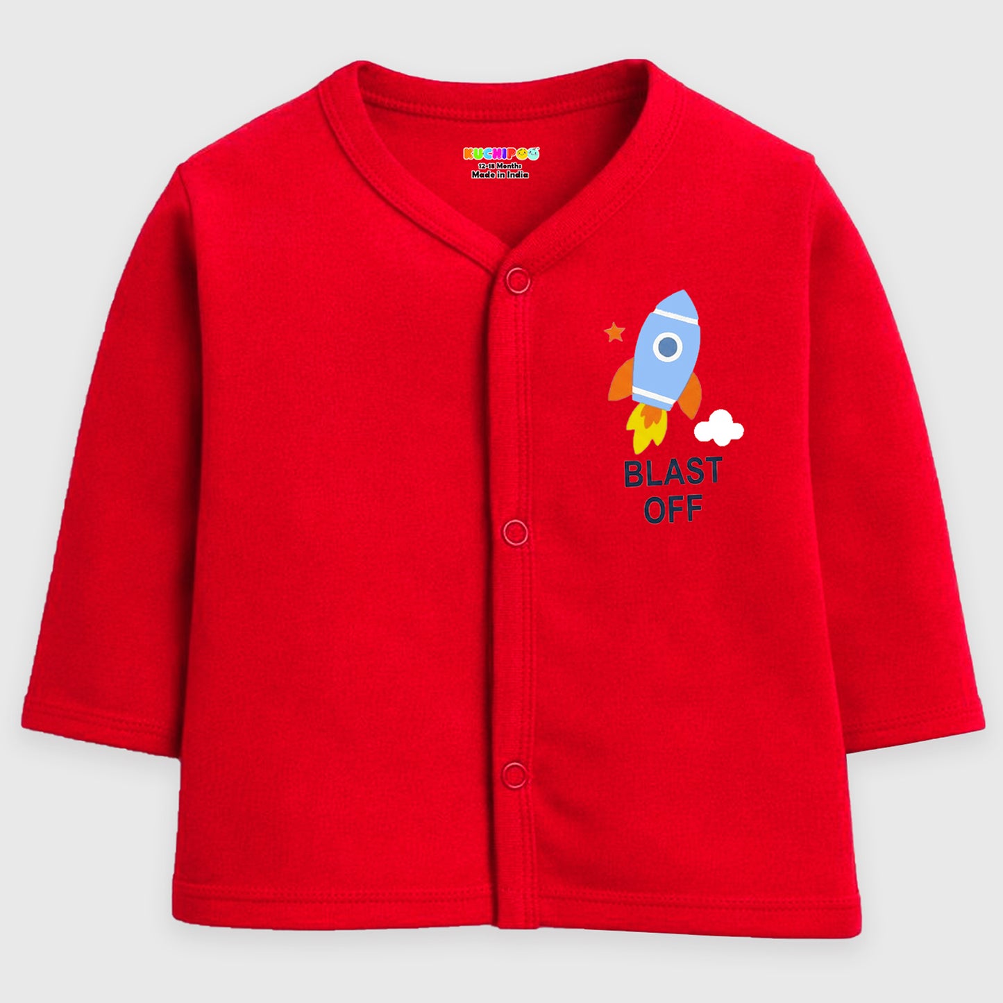 Kuchipoo Baby Boys Front Open Full Sleeves 100% Cotton T-Shirt