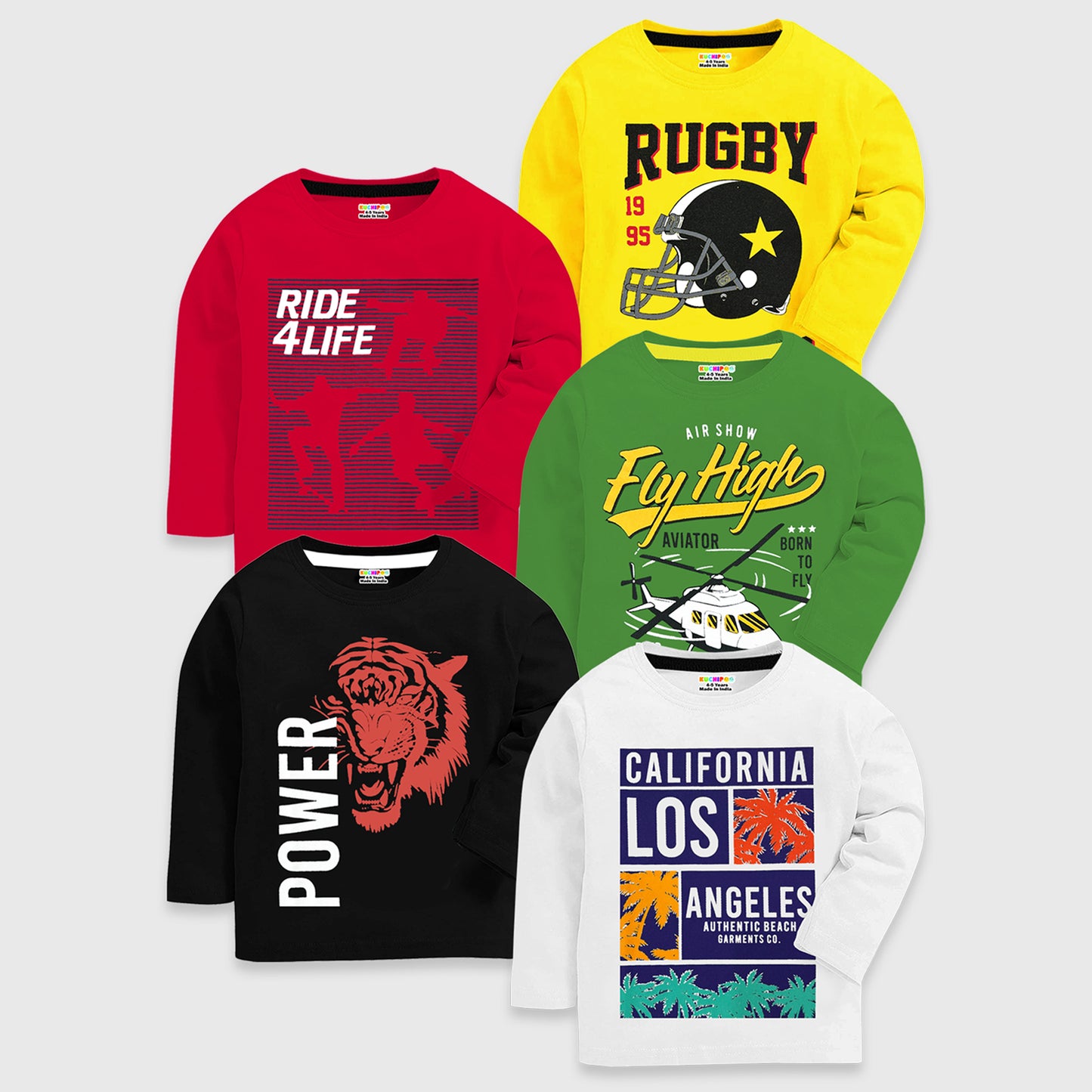 KUCHIPOO Boys Full Sleeves T-Shirts