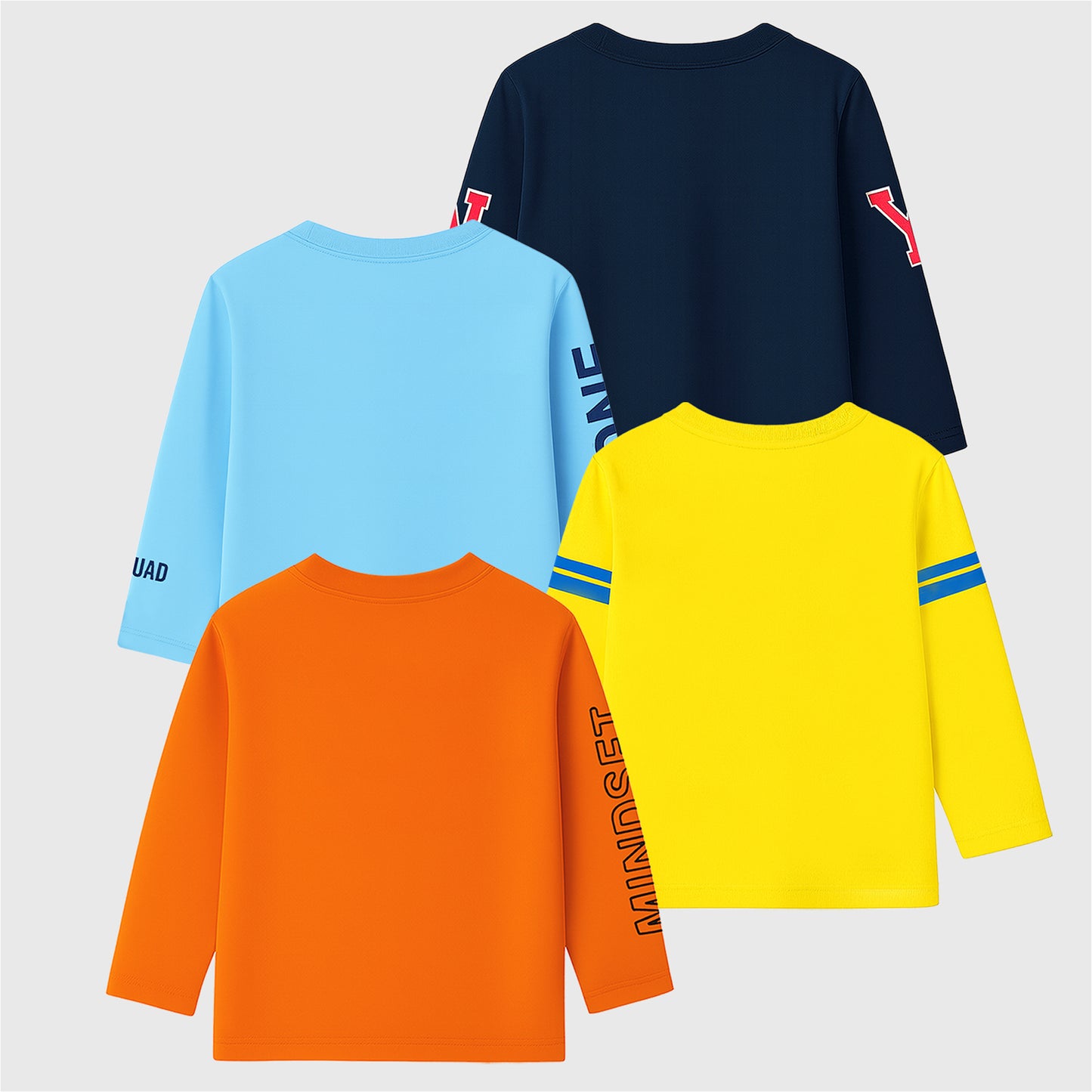 Kuchipoo Boys Full Sleeves Cotton T-Shirt - Pack of 4