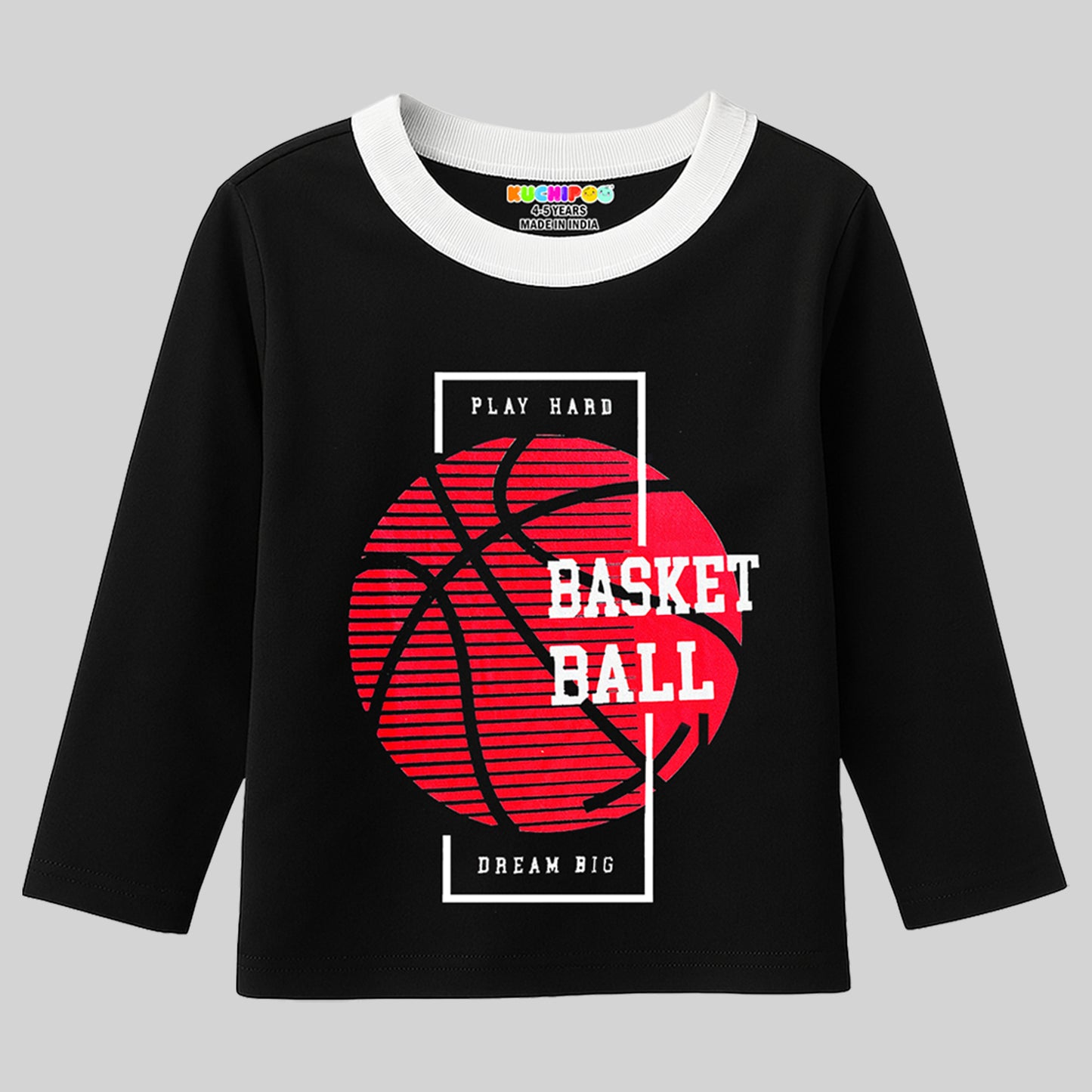 Kuchipoo Boys Full Sleeves Cotton T-Shirt - Pack of 4