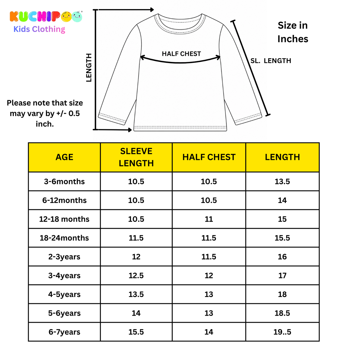KUCHIPOO Girls Full Sleeves T-Shirts