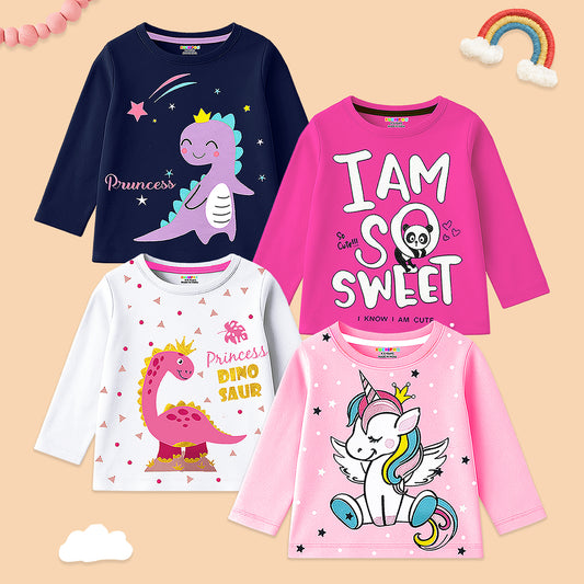 Kuchipoo Baby Girl Full Sleeves Regular Fit Cotton T-Shirt